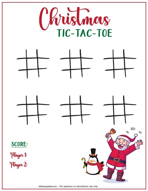 Printable Christmas Tic Tac Toe