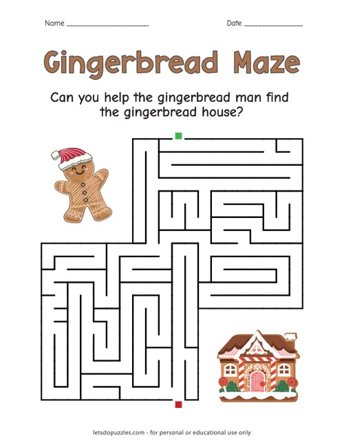 Gingerbread Maze Printable