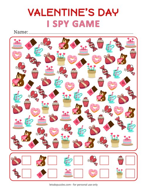 Valentines Day I Spy Game