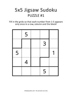 5x5 Jigsaw Sudoku Puzzle #1