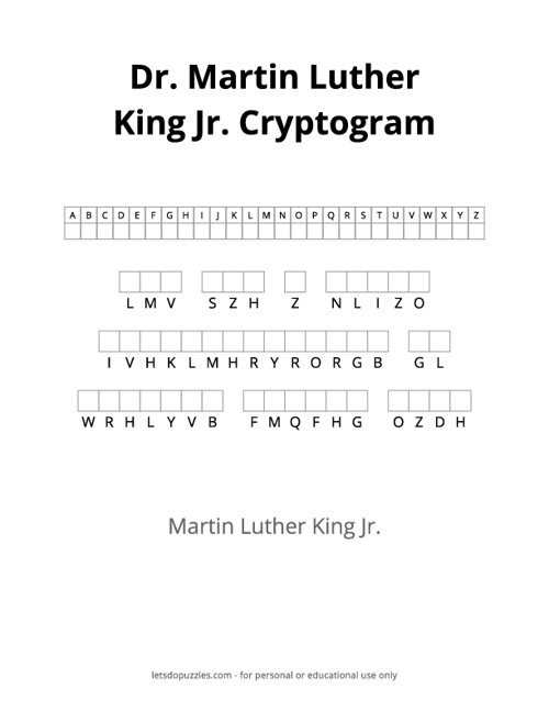 Dr. Martin Luther King Jr. Cryptogram