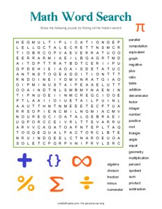 Math Terms Word Search