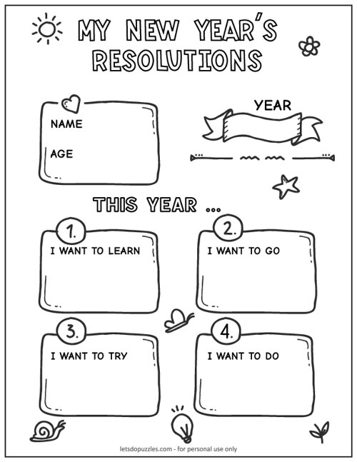 New Year s Resolutions Free Printable