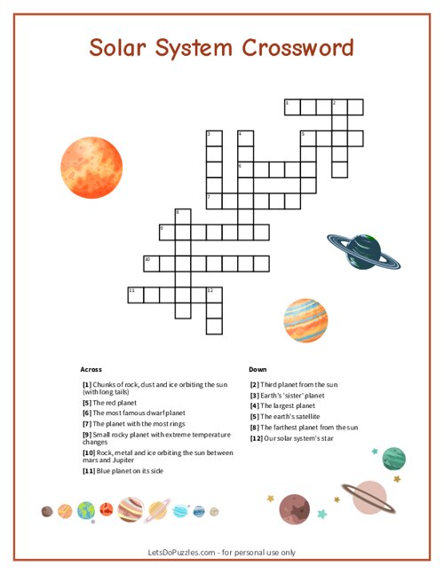 solar system crossword puzzle