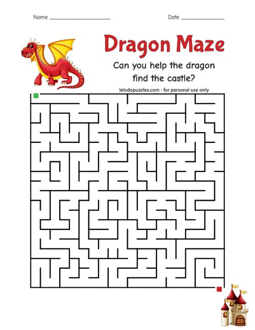 Dragon Maze Free Printable