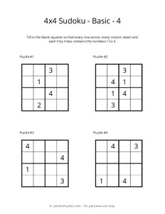 4x4 Sudoku - Basic - 4