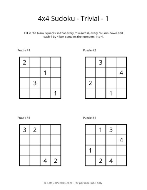 4x4 Sudoku - Trivial - 1