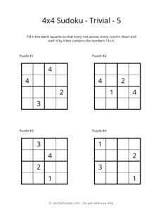 4x4 Sudoku - Trivial - 5