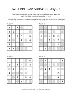 6x6 Odd Even Sudoku - Easy - 3