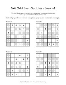 6x6 Odd Even Sudoku - Easy - 4