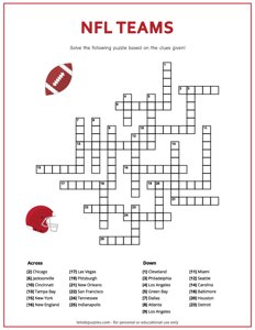 NFL Teams Crossword