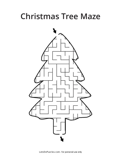 Christmas Tree Shaped Maze: Fun Mazes for Kids