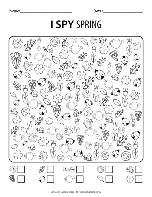 Free Printable I Spy Spring Activity for Kids