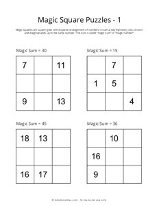 3x3 Magic Square Puzzles - 1
