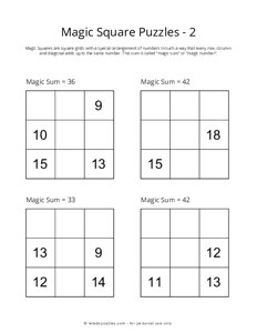 3x3 Magic Square Puzzles - 2