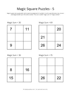 3x3 Magic Square Puzzles - 5