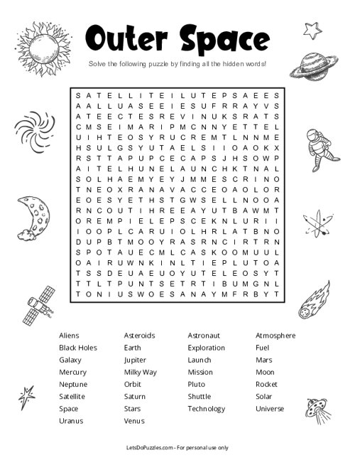 Outer Space Word Search