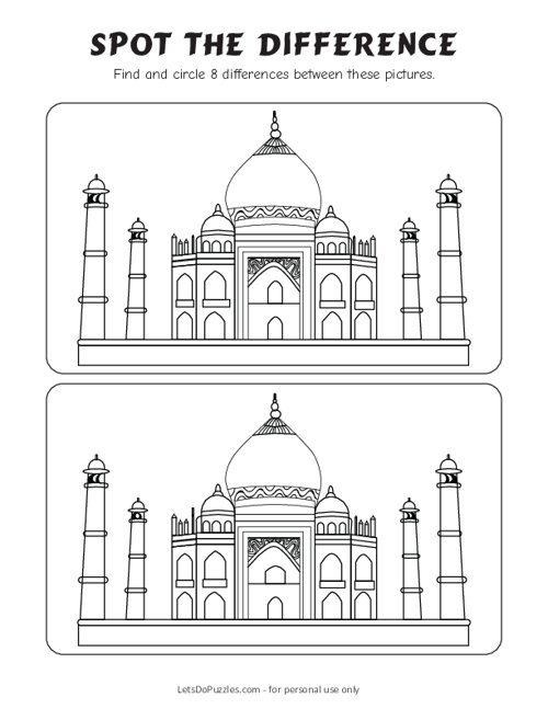 Symbol of Love Taj Mahal Spot the Difference
