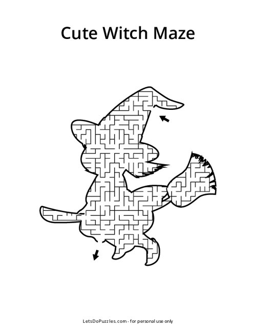Cute Witch Shaped  Maze