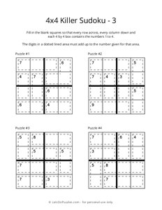 Printable Killer Sudoku