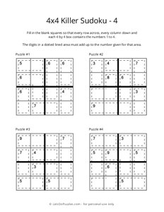 4x4 Killer Sudoku - 4