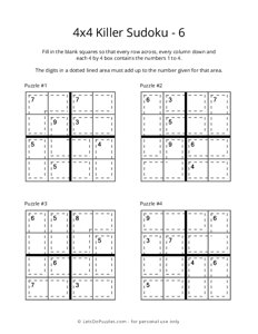 4x4 Killer Sudoku - 6