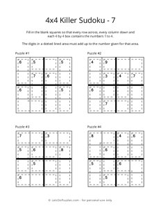 4x4 Killer Sudoku - 7