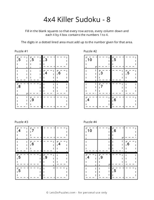 4x4 Killer Sudoku - 8
