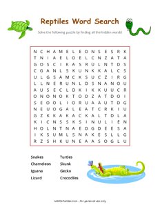 Reptiles Word Search