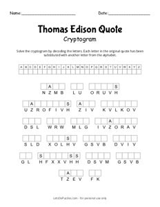 Thomas Edison Quote Cryptogram