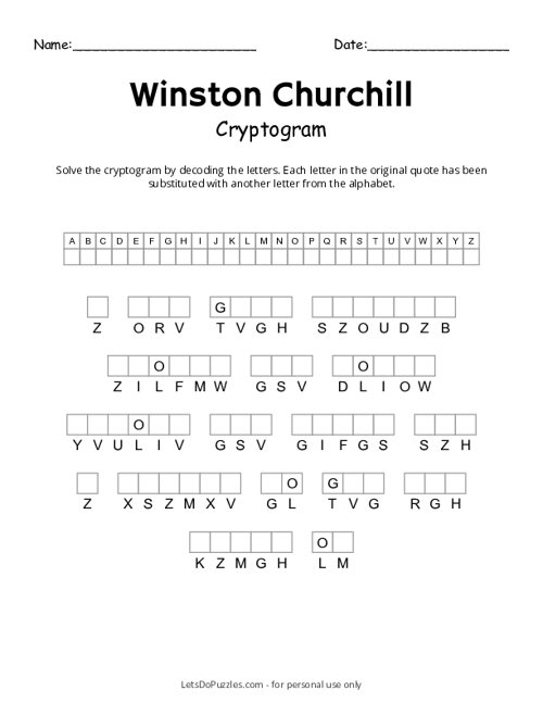 Winston Churchill Quote Cryptogram