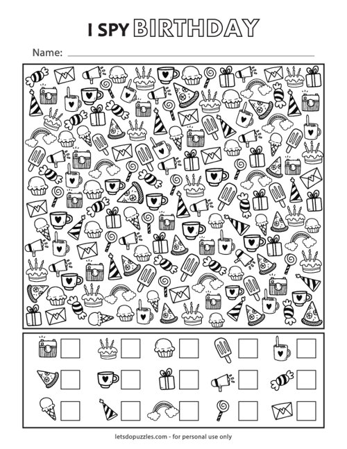 Free Printable I Spy Birthday