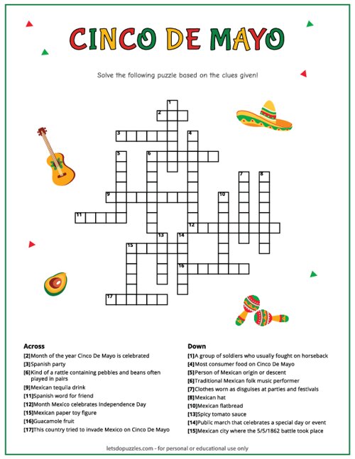 Cinco De Mayo Crossword
