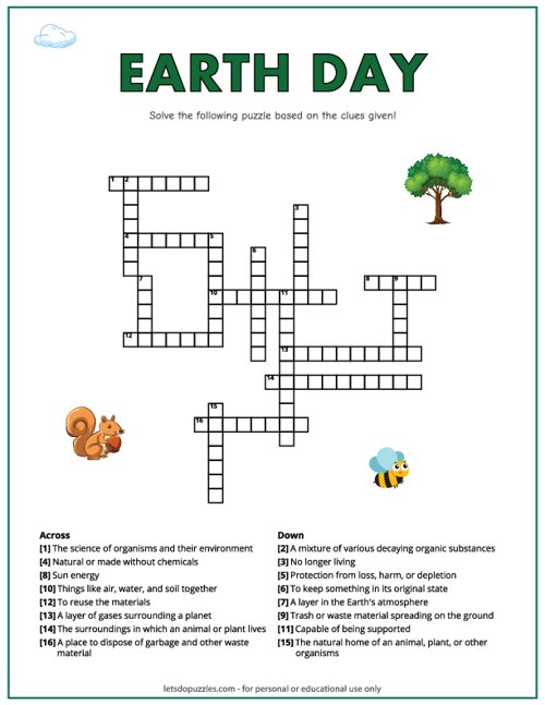 Earth Day Crossword