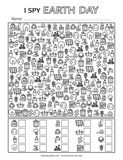 Free Printable I Spy Earth Day
