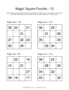 4x4 Magic Square Puzzle - 15