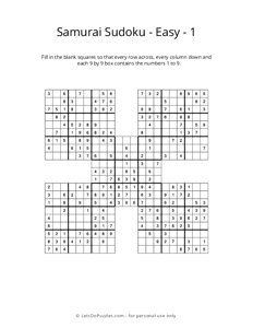 Samurai Sudoku - Easy - 1
