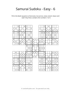 Samurai Sudoku - Easy - 6