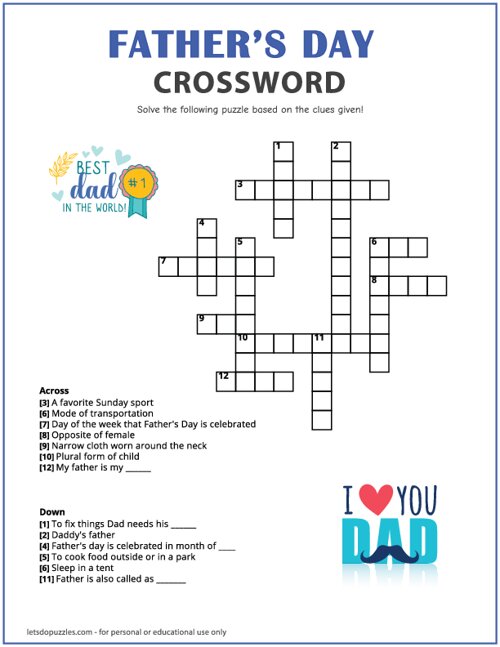 Fathers Day Crossword