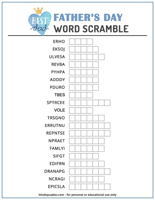 Father s Day Word Scramble