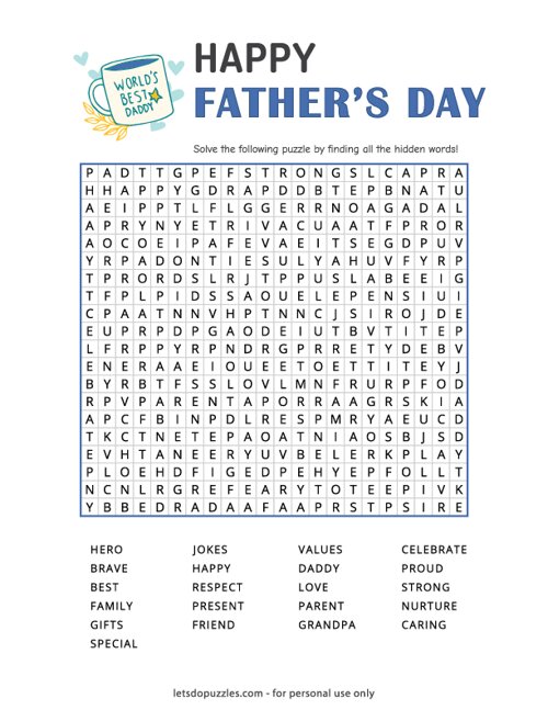 Fathers Day Word Search