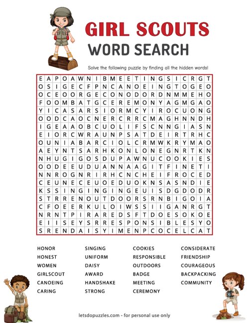 Girl Scout Word Search