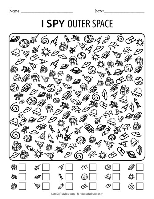 Free Printable I Spy Outer Space