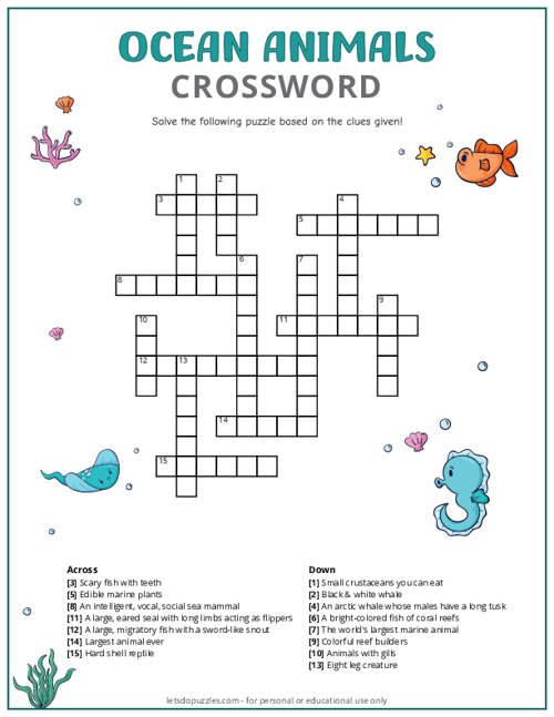 Animal Crossword Puzzle in 2023  Crossword, Crossword puzzle, Crossword  puzzles