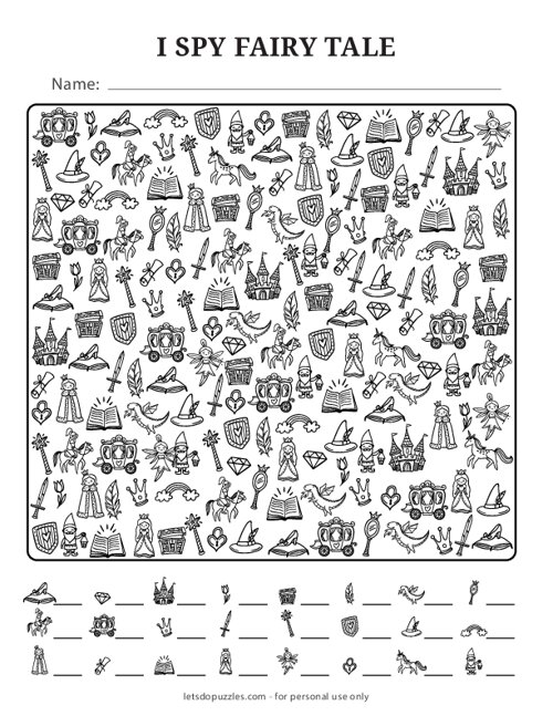 Fairy Tale I Spy Free Printable Activity Fairy Tale I Spy Free Printable Activity