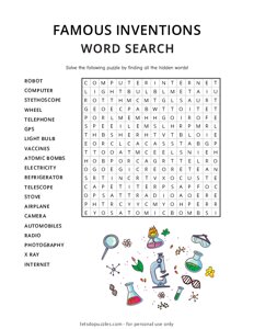 Famous Inventions Word Search