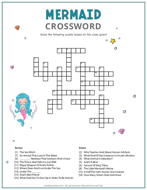 Mermaid Crossword 