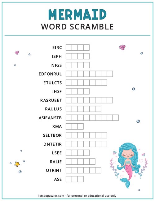 Mermaid Word Scramble