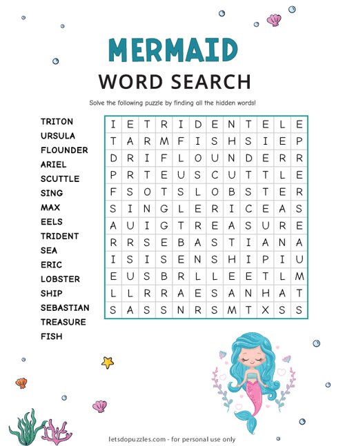 Mermaid Word Search