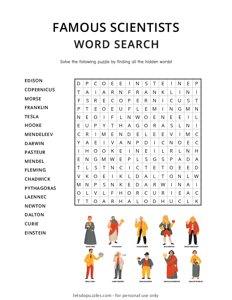 Famous Scientists Word Search